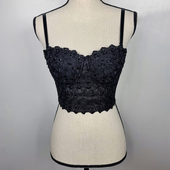 Windsor Black REIGNING LACE BUSTIER Sweetheart Neckline Top S - Picture 5 of 15